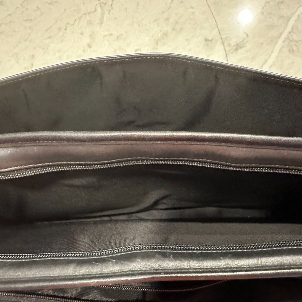 COACH Briefcase Black Leather Double Buckle Shoulder Strap Messenger Vintage - Picture 8 of 10